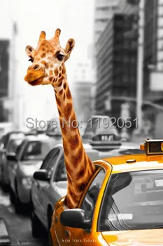 

canvas painting art vintage poster home decoration art scenery painting animals picture girrafe New York Safari modern art