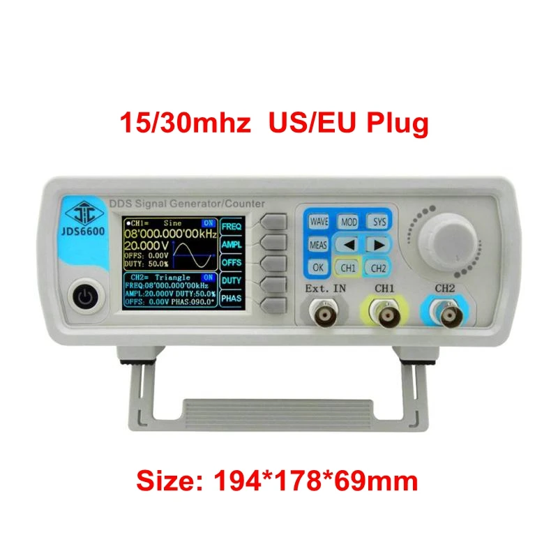 

JDS6600 Series Digital Control Dual-channel DDS Function Signal Generator Frequency Meter Arbitrary Sine Waveform US/EU Plug