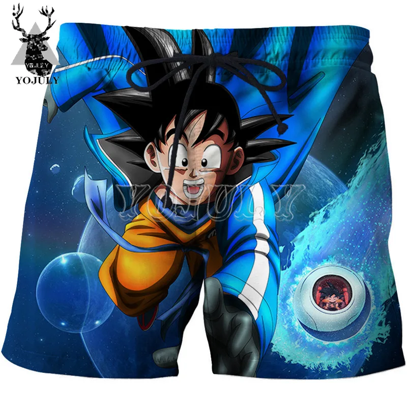 YOJULY Для мужчин летние для серфинга шорты Dragon Ball Гоку 3D с принтами аниме Harajuku Повседневное Короткие штаны унисекс плавательные шорты DK10