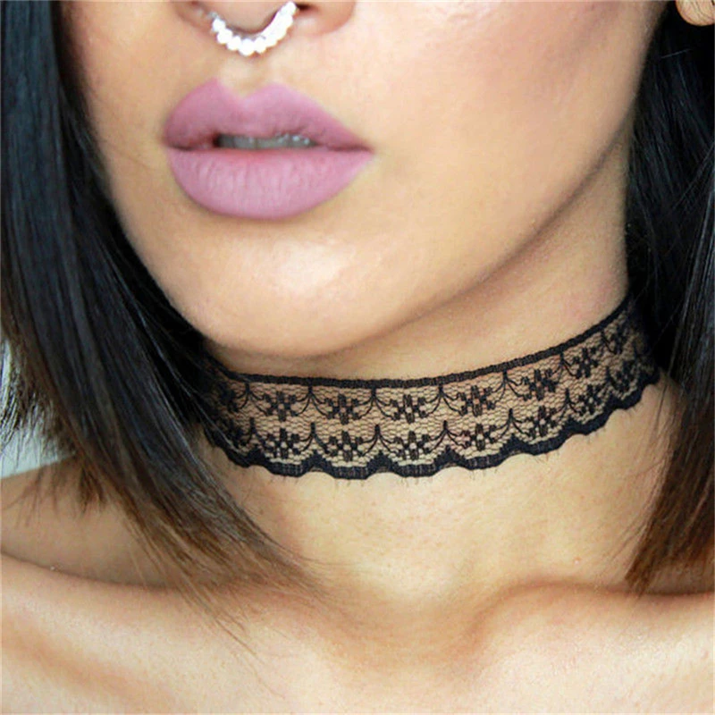 Buy Vintage Heart Lace Chokers 1Pcs Black Sexy Lace