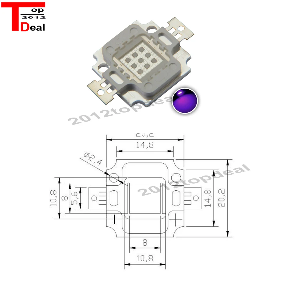 УФ Фиолетовый светодио дный интегральных микросхем 365Nm 375Nm 385Nm 395Nm 405Nm 420nm высокое Мощность удара ультрафиолетовых лучей 3/5/10/20/30/50/100 Вт