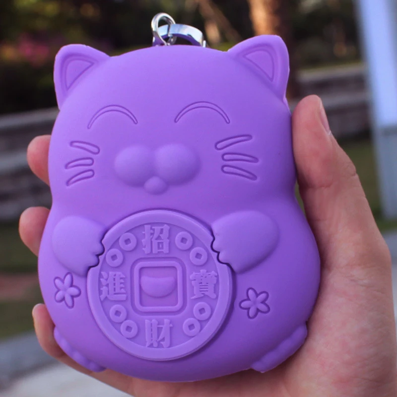 Lucky Cat Girls Silicone Coin Purse Change Wallet Purse Women Men Key Wallet Coin Bag Children Christmas Gifts Storage Bag