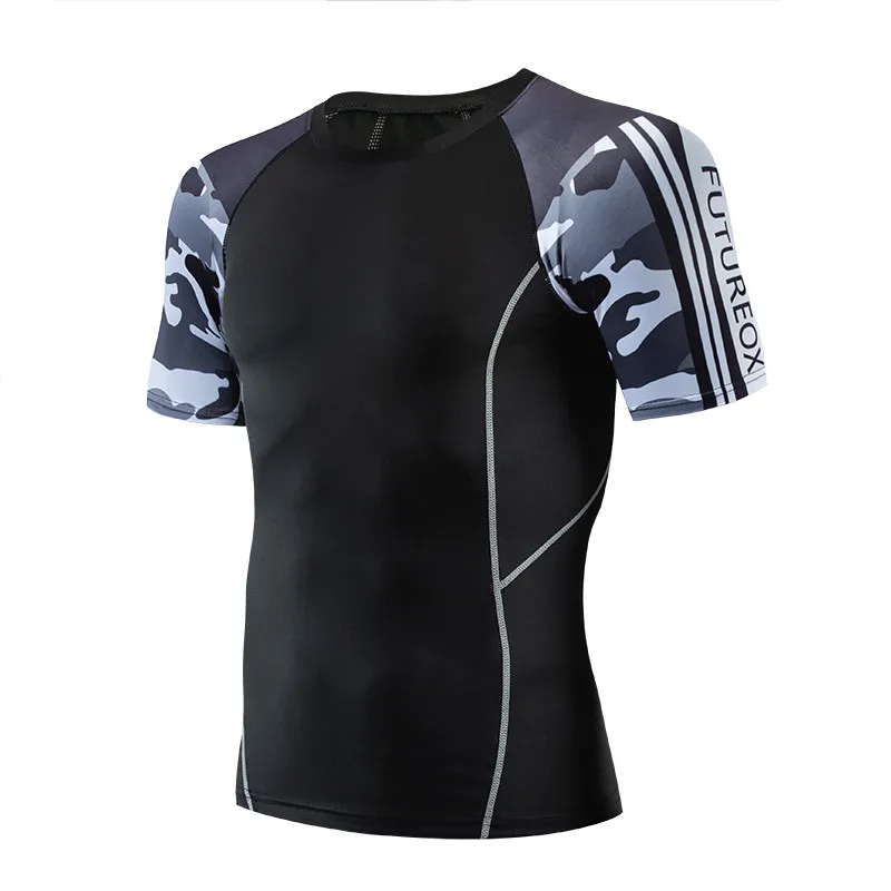 FUTUREOX бренд Herren фитнес-тренировочный sbekleidung Rashguard Топ 3D футболка с коротким рукавом MMA бег Бодибилдинг Топ - Цвет: 19