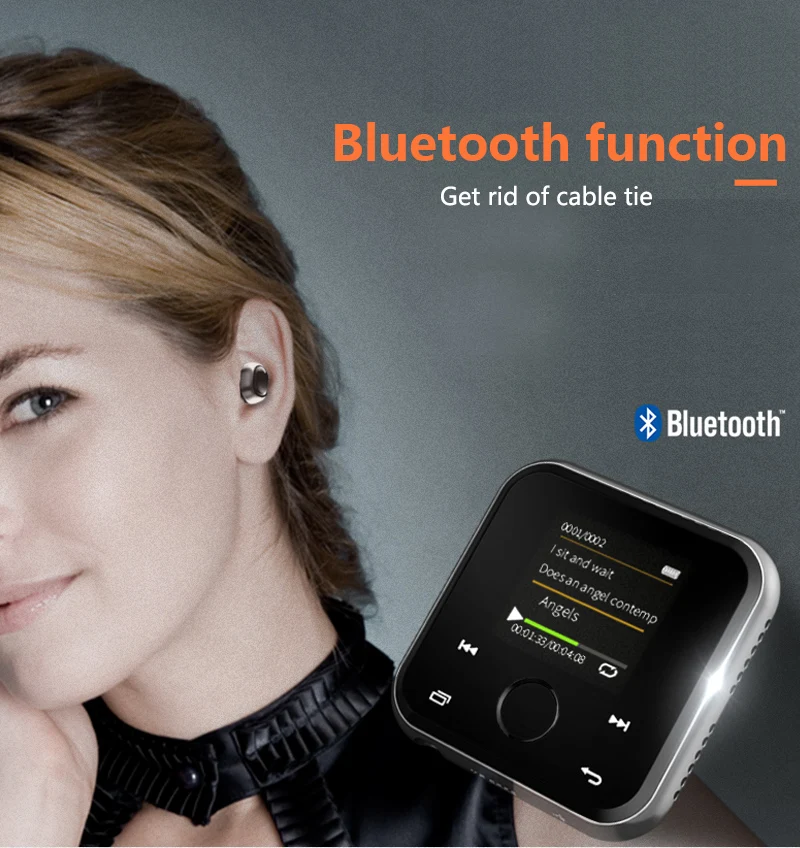 Портативный Bluetooth MP3 плеер из металла без потерь HiFi Спорт Bluetooth MP3 плеера 1,4 дюймов Экран сенсорные клавиши 8 ГБ Запись ручка