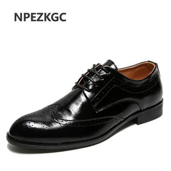 

NPEZKGC italian black formal shoes men loafers wedding dress shoes men patent leather oxford shoes for men high quality shoes