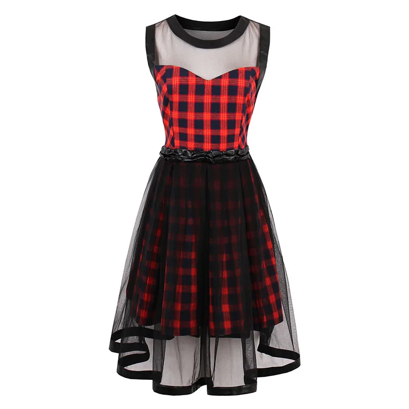 Sisjuly 2017 Summer Gothic Female Party Dress Goth Red Sexy Plaid