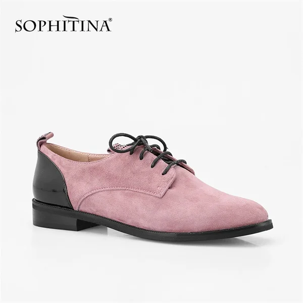 SOPHITINA/повседневная обувь на плоской подошве высокого качества; цвет синий, розовый; удобная женская обувь из замши с круглым носком на шнуровке; P61 - Цвет: Pink