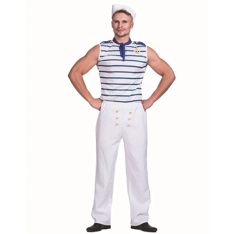 

Mens Sailor Costume Adult Halloween Navy Warrior Cosplay Fancy Dress Up Carnival Fantasia Outfit