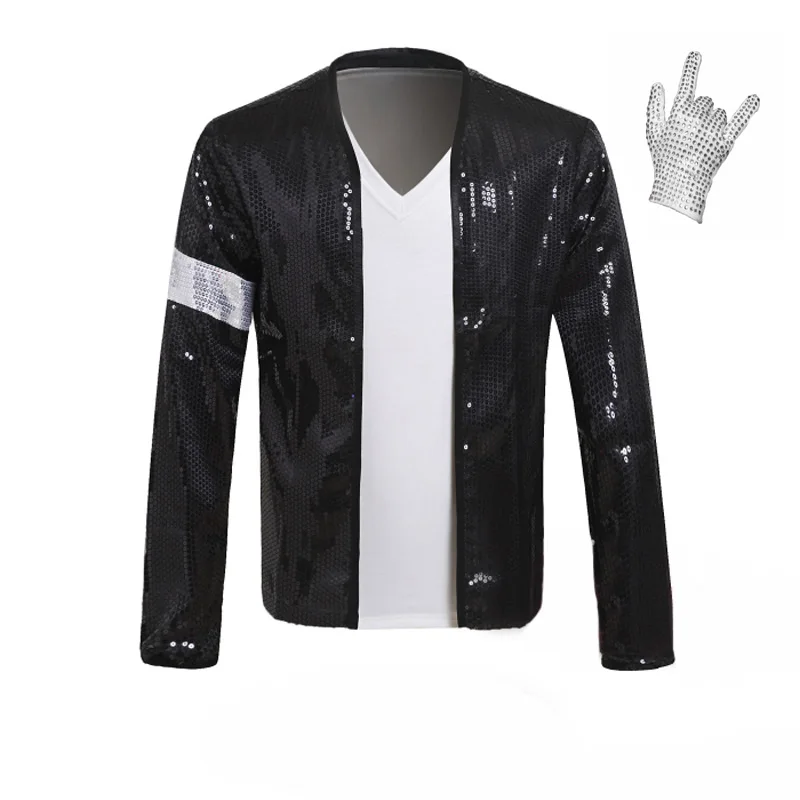 

Rare Super MJ Michael Jackson Costume Billie Jean Armband Sequin Jacket gift one glove