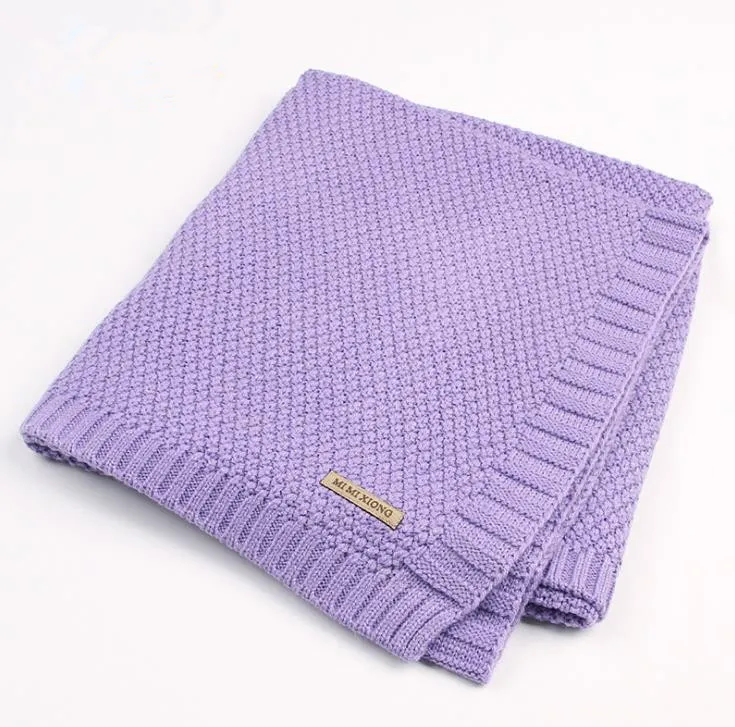 Одеяло для новорожденного Мягкая вязаная пеленка одеяла младенца постельные принадлежности одеяло постельные принадлежности детское банное полотенце коляска одеяло s - Цвет: Фиолетовый