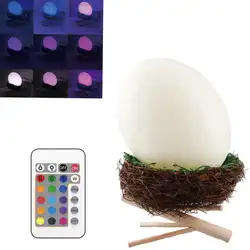 Светодиодный ночник, птичье гнездо свет детский подарок usb зарядка 3D Печатный Теплый Прохладный красочный птица гнездовая лампа и пульт