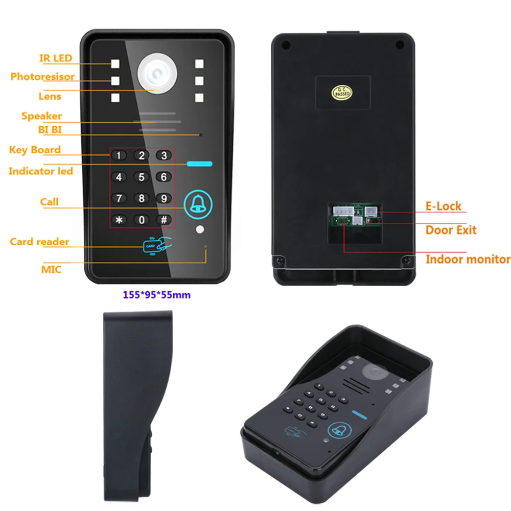 7 "TFT 2 Мониторы RFID пароль телефон видео домофон дверные звонки системы с IR-CUT камера 1000 ТВ линии система контроля доступа