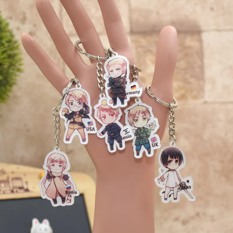 Axis Powers Acrylic Keychain Cute Japanese Anime Pendant Car Key Chain