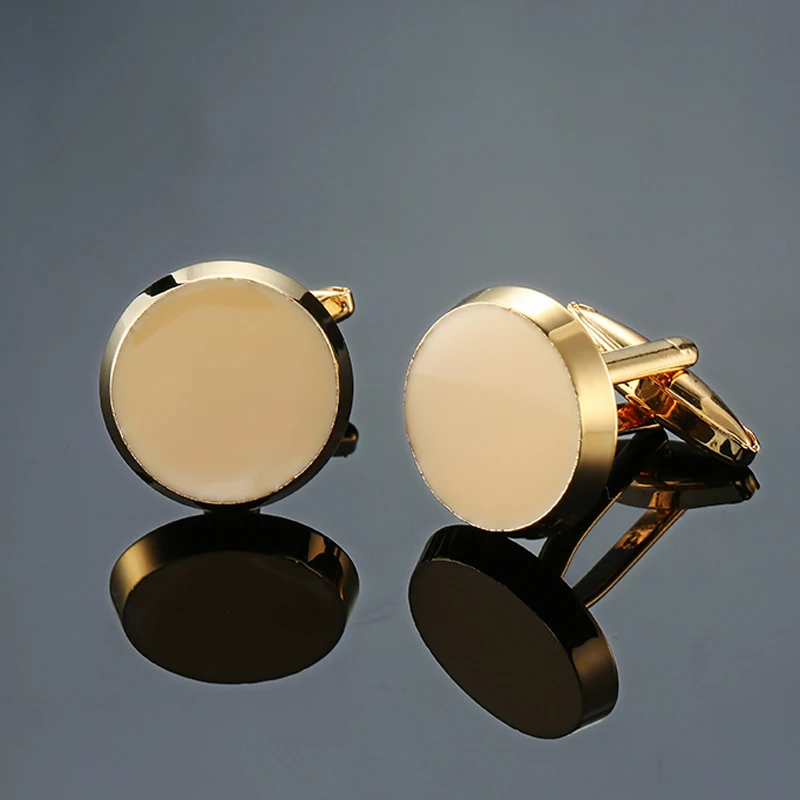 

DY The new high quality minimalist style round gold Cufflinks fashion Men's French shirt Cufflink wholesale