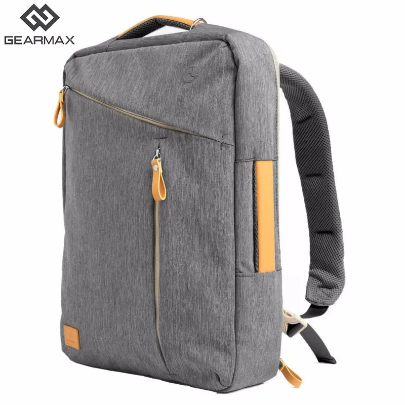 Gearmax portátil mochilas para 15,6 de 17,3 pulgadas/azul/Color gris de lona impermeable Mochila De Cuero genuino de la bolsa para Macbook portátil - 2
