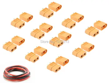 

10pairs XT60 Connector plug Male / Female +14AWG Silicone Wire Cable ( Black 100cm + Red 100cm) 2 Meter for RC Battery ESC quad