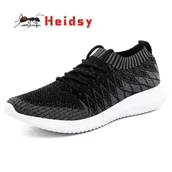 Heidsy 2019 Новый дышащие кроссовки мужские спортивные туфли классические уличные повседневное резиновая низкая Мужская обувь сетки модные