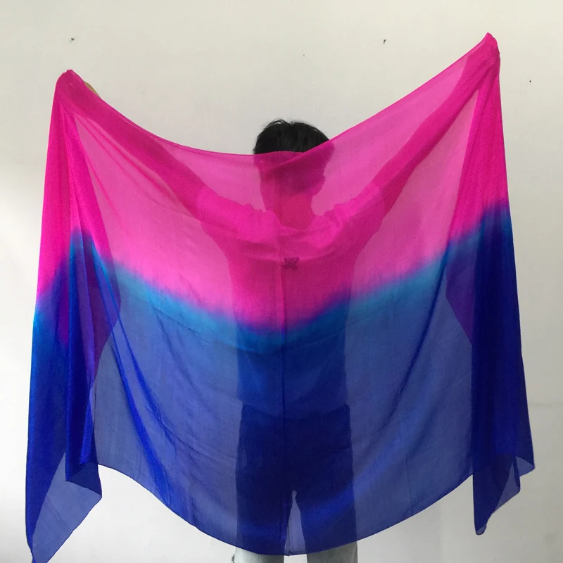 

Hot-Selling belly dance 100% real Silk Veils Gradient color Silk Hand Scarf Veil for Dancer belly dance accessories