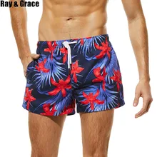 Солнцезащитные GRACE мужские пляжные шорты принт быстрое высыхание Пляжные шорты Для мужчин s дышащий плавательный костюм Бермуды серфинг плавание Короткие летняя пляжная одежда