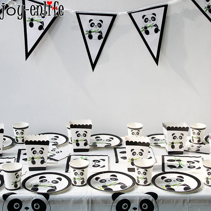 

Panda Party Decorations Tableware Kit Disposable Cartoon Paper Plate Tablecover Birthday Party Baby Shower Jungle Party Supplies