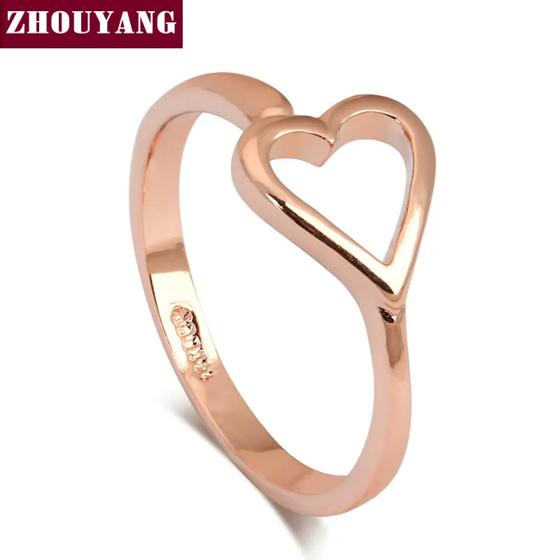 

Simple OL Style Concise Heart Ring Rose Gold Color Full Sizes For Women Party Wedding Gift Top Quality ZYR166