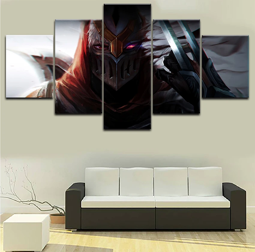 Домашнее украшение гостиной 5 шт. League Of Legends Zed Картина на холсте HD Печатный