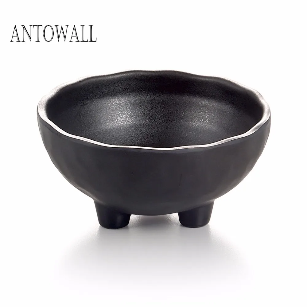 

ANTOWALL Black Japanese Style Tableware Vegetable Ice Cream Bowl Melamine Hot Pot Bowls Imitation Porcelain Tableware