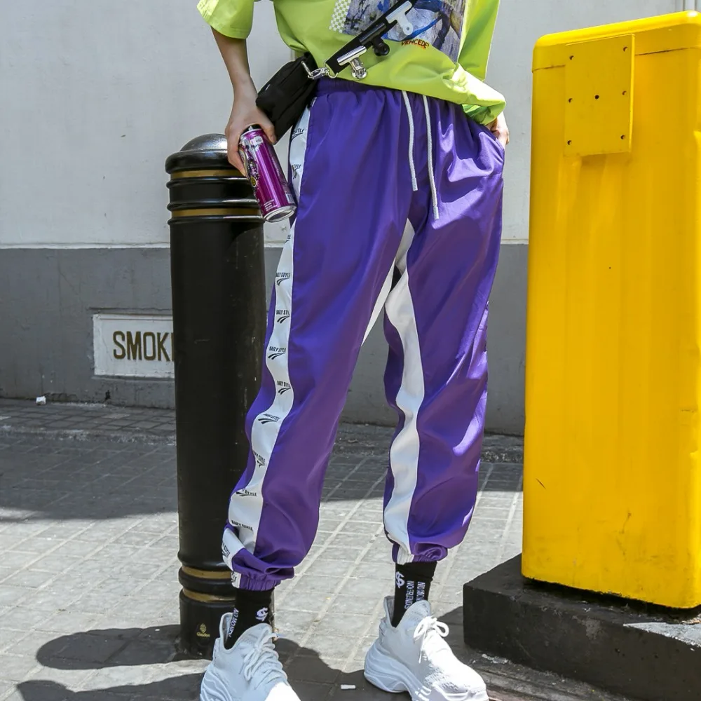 

Summer wear men's and women's casual pants, street hiphop tide card side stitching scratches, BF wild pants, long pants