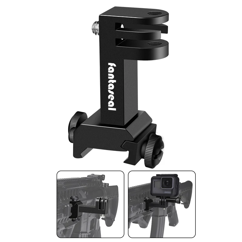 

Action Camera Side Gun Mount Picatinny Rail Adapter Hunting Rifle Airsoft Rail Mount for Gopro Hero 7 6 5 Black SJCAM Eken H9R