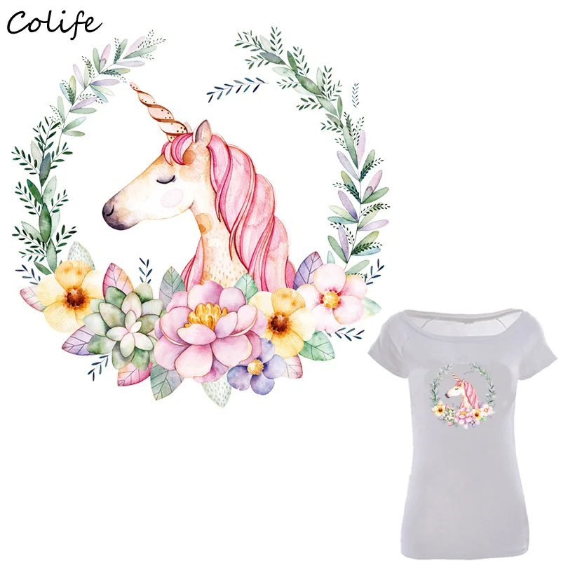 unicorn patches flower washable diy accessory print on t shirt clothes