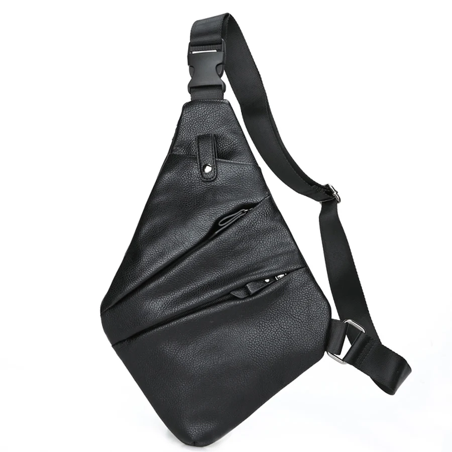 

2017 Men's Vintage Leather BagTravel Messenger Shoulder Body Sling Pack Chest Casual Bag Fashion Chest Day Pack small