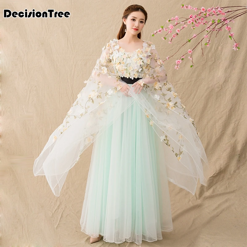 

2019 ancient chinese costume men traditional chinese dance clothing for women long sleeve hanfu satin robe dress qing