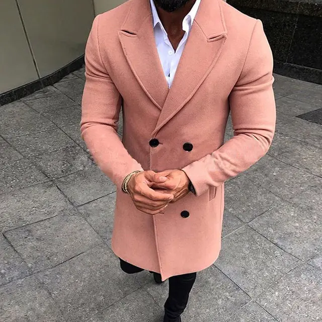 5 Colors Men Winter Double Breasted Pockets Windproof Trench Coat Outwear Slim Smart Casual Warm Overcoat 5 Colors Men Winter Double Breasted Pockets Windproof Trench Coat Outwear Slim Smart Casual Warm Overcoat Long Thicken Peacoat