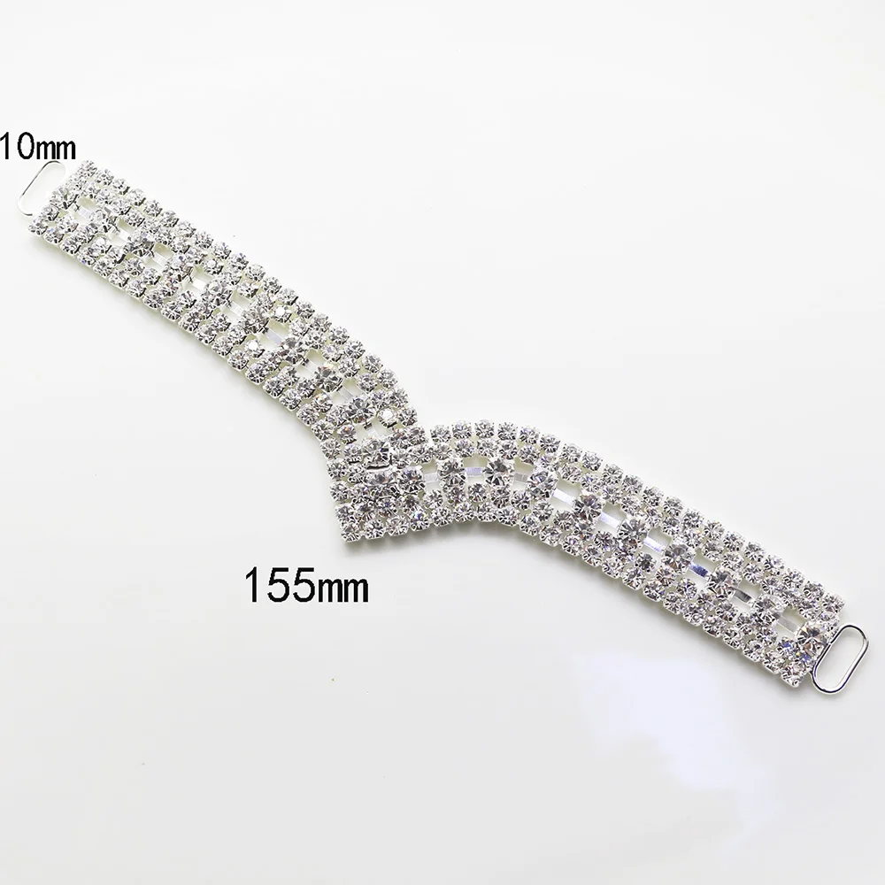 

New 2pc 155mm High Quality Silver Crystal Rhinestone Bikini Buckle with Rhinestones Bikini Women Swimwear Rhinestone Connector
