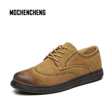 Mens Sapatos Brogue Casual Porco Couro PU Plana Dedo Do Pé Redondo Retro Lace-up Moda Masculina Tênis De Couro de Borracha sapatos