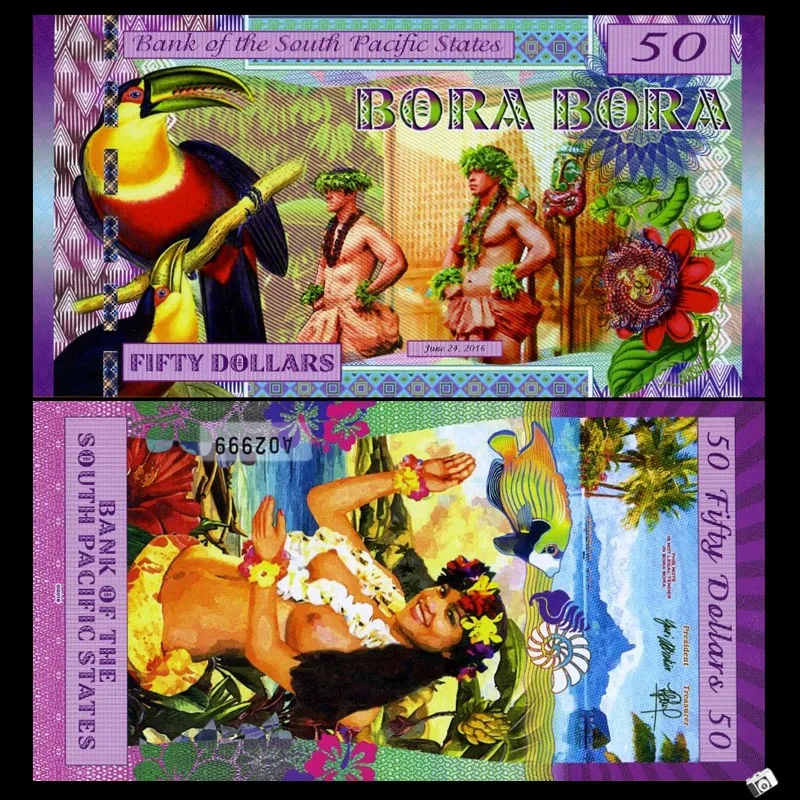 

SOUTH PACIFIC STATES Bora $50 1 piece FANTASY Polymer commemorative Banknote
