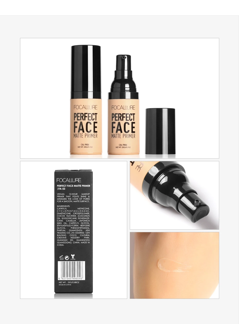FOCALLURE Face натуральный макияж основа для макияжа лица масло для кожи-контроль лица Грунтовка водостойкая основа для лица Косметика