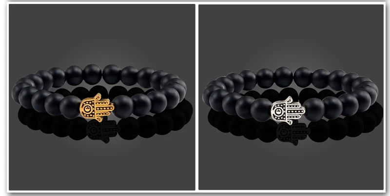 Классические матовые лавы черные браслеты из бисера модный мужской браслет из натурального камня пара ручной сплав фитнес Йога ювелирные изделия для женщин и мужчин