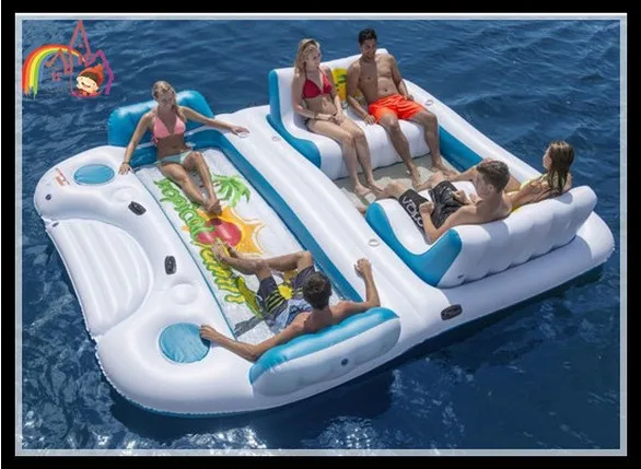 4x4m Airtight 0.9mm PVC Tarpaulin tropical inflatable floating island inflatable island floating ...