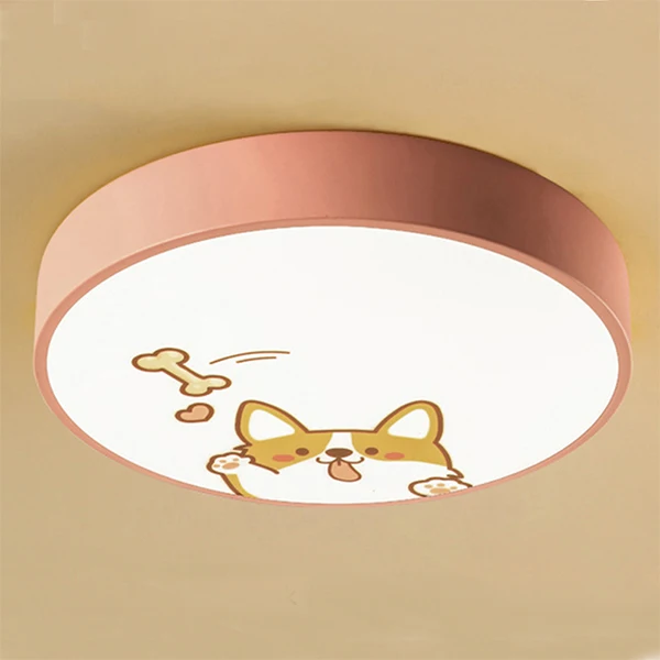 4 Colors Cartoon Led Ceiling Lamp Acrylic Lamp Shade for Kids Childs Modern Nordic Round Ceiling Lights Fixtures Living Room - Цвет корпуса: Pink