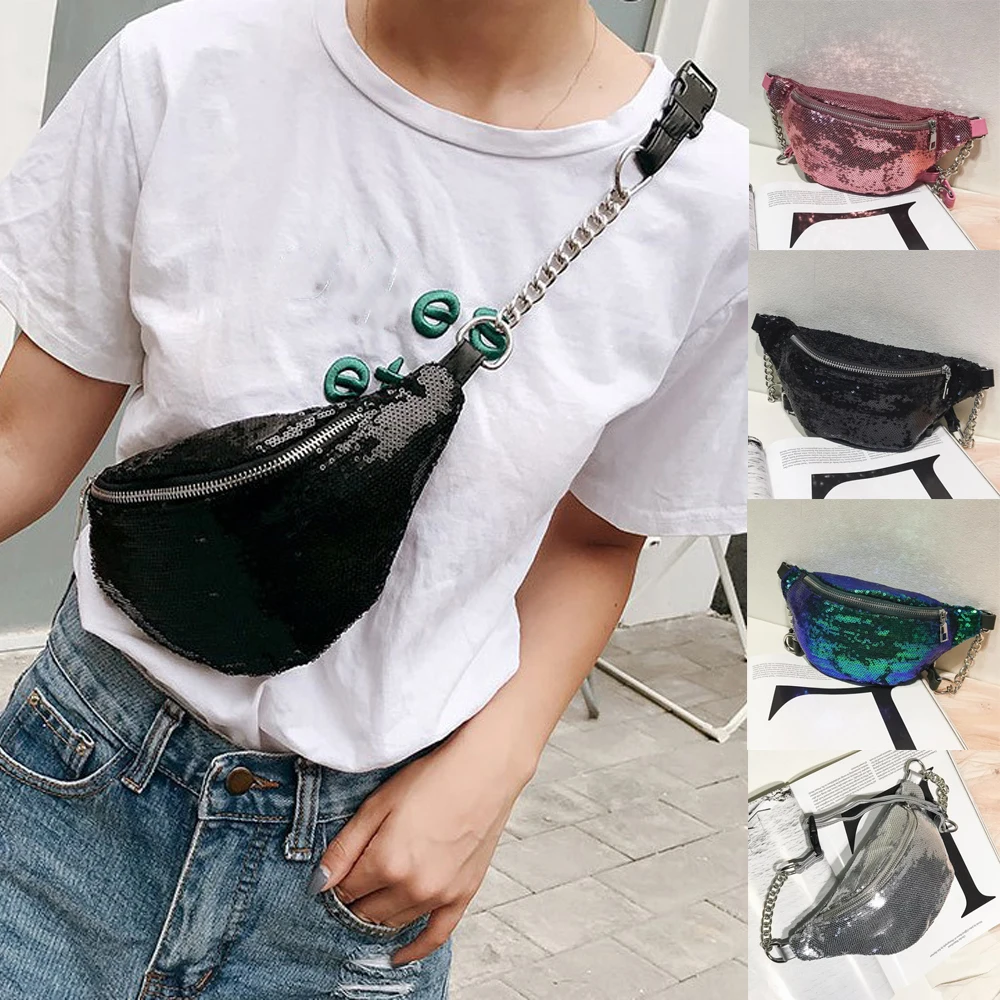 2019 горячие для женщин Бум сумка с блестками Fanny Pack поясная сумка для путешествий путешествия Праздник деньги телефон ремень поясная сумка