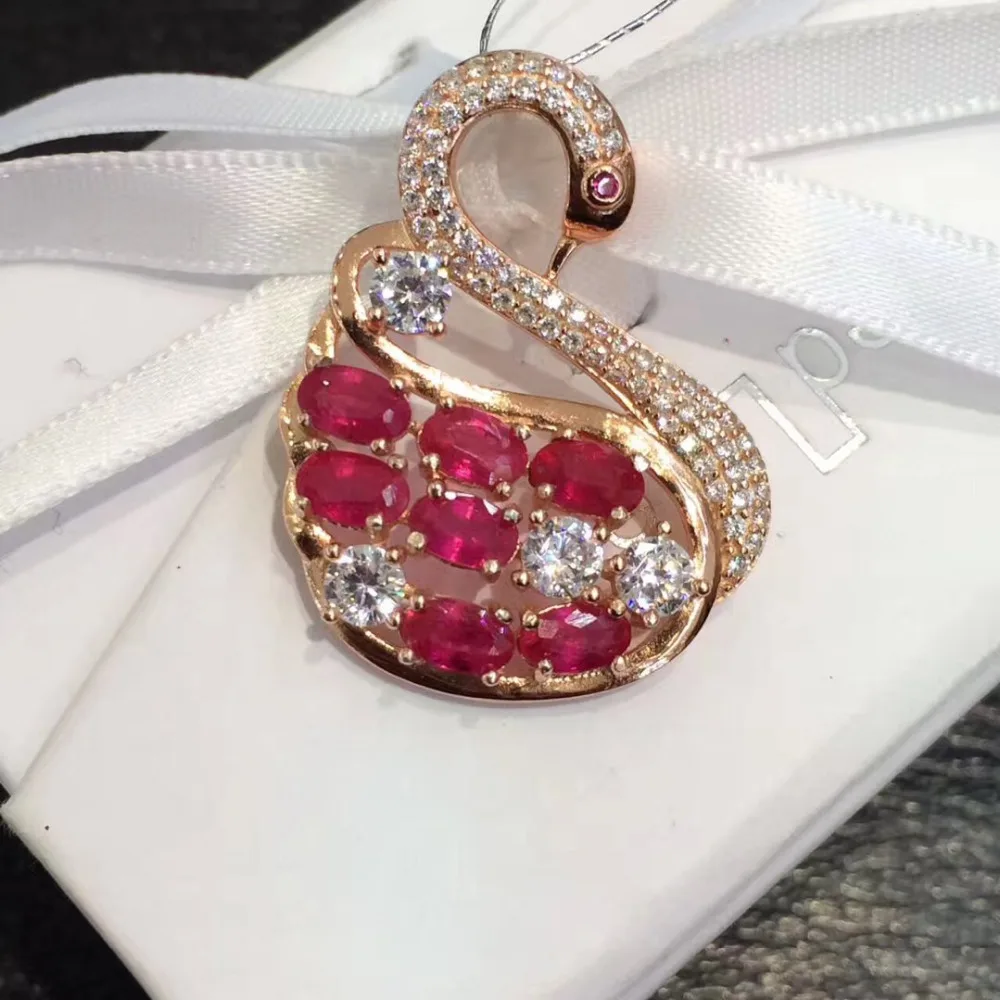 Qi Xuan_Fashion Jewelry_Trendy ожерелье с зеленым камнем из Колумбии и лебедя _ розовое золото