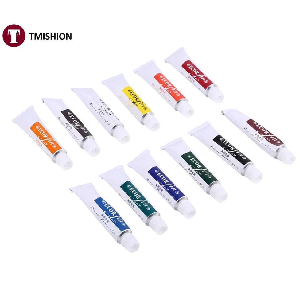 

12 Colors Acrylic Nail Art Paint Manicure Paint Nail Art Painting Pigment Tube Professional