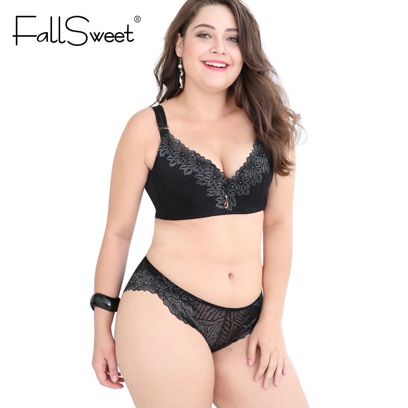 FallSweet Plus Size Bra Set Women Push Up Lace Brassiere and briefs set Underwear Set panties D E Cup xl 2xl 3xl 4xl FallSweet Plus Size Bra Set Women Push Up Lace Brassiere and briefs set Underwear Set panties D E Cup xl 2xl 3xl 4xl