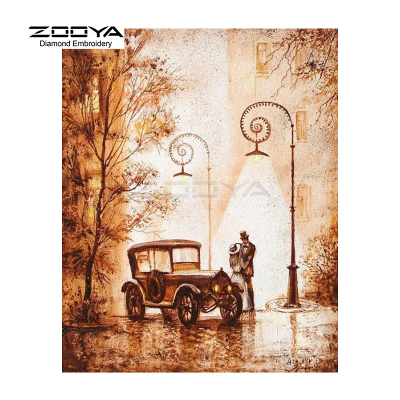 

ZOOYA Diamond Embroidery 5D DIY Diamond Painting Couple On Street &Car Diamond Painting Cross Stitch Rhinestone Decoration CJ699