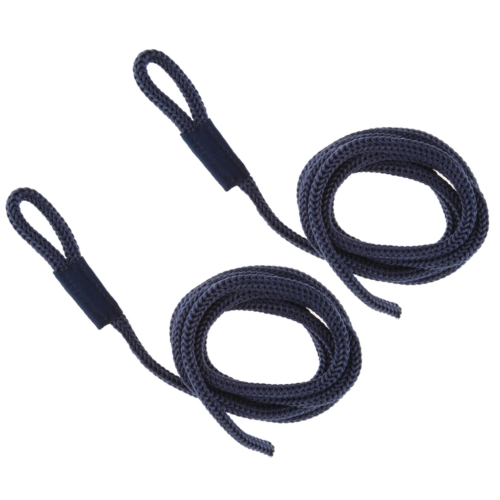 2 pcs Blue 1/4 INCH X 5 FT BlueDouble Braided Fender Line Boat Superior Strength Mooring Line Spliced Eye Boat Parts