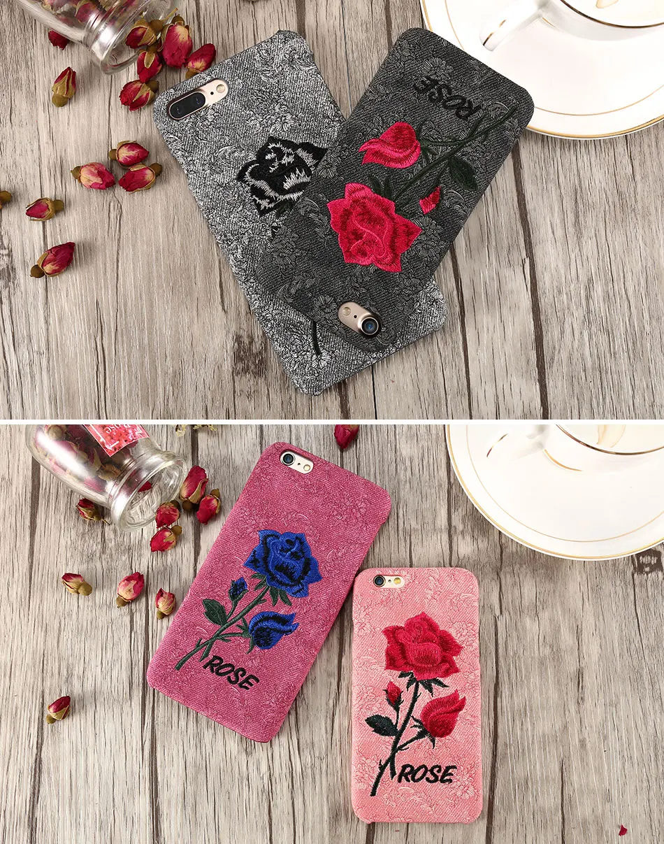 DOEES Vintage Phone Case For iPhone 6 6S 7 Plus Handmade 3D Rose Embroidery Pattern For Samsung Galaxy S8 Plus S7 S6 Edge Cases (11)