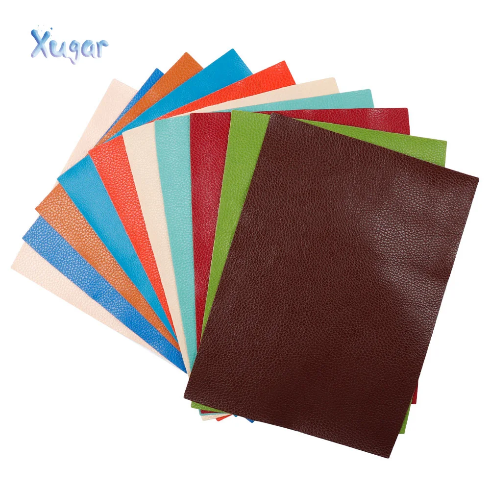 

Xugar 22*30cm Plain coloured Litchi Faux Artificial Synthetic Leather Fabric For Bows Sewing DIY Bags Shoes Hnadmade Material