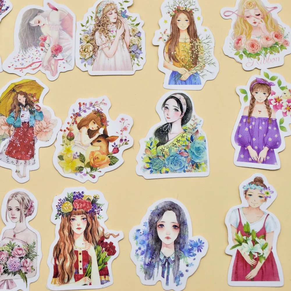 30 шт. youthy pretty girls маленькая наклейка самодельный цветок цветущая девушка s/