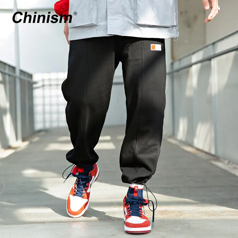 CHINISM одноцветное цвет лоскутное длинные мотобрюки мужские Drawstring Трек Jogger брюки хип хоп Уличная треники